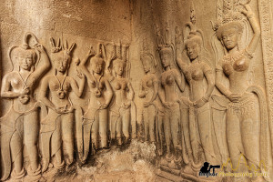 Group of devatas in Angkor Wat temple