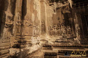 Group of devatas in Angkor Wat temple