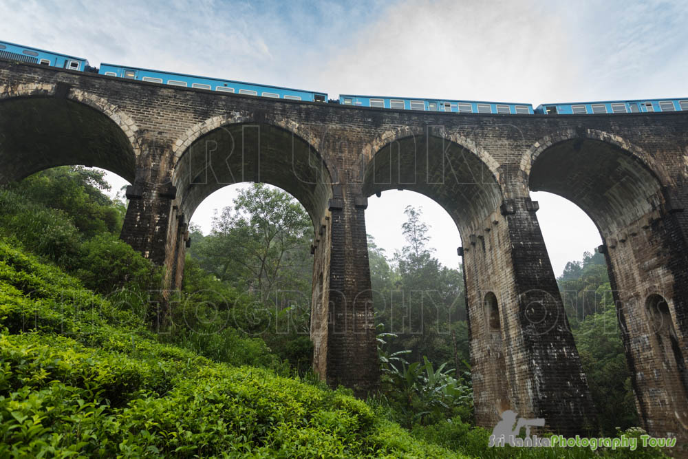 passenger train on the demodara bridge in Ella town