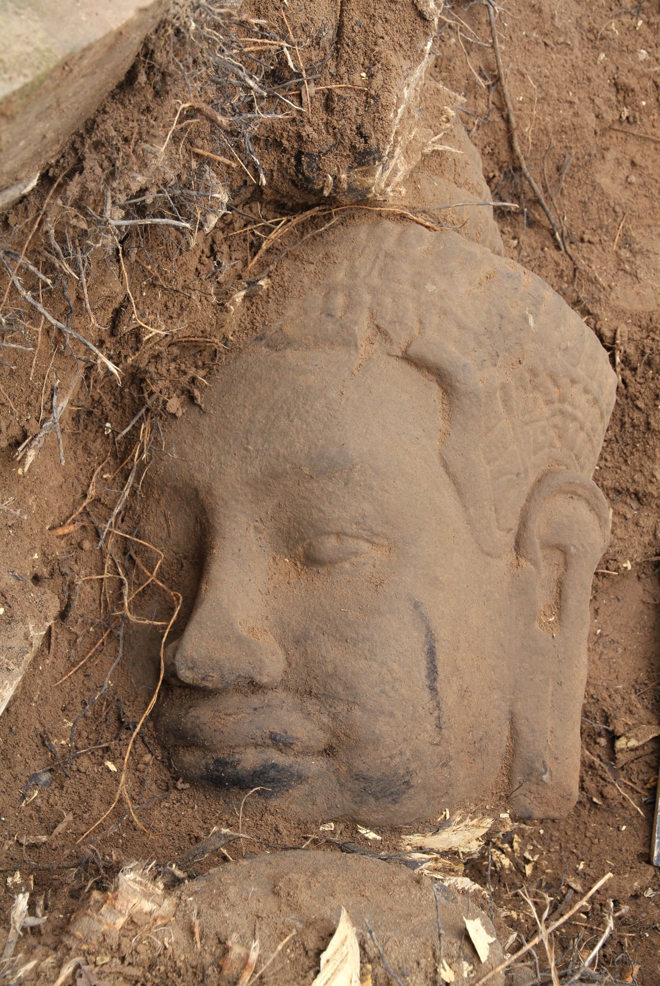 buried asura head angkor thom