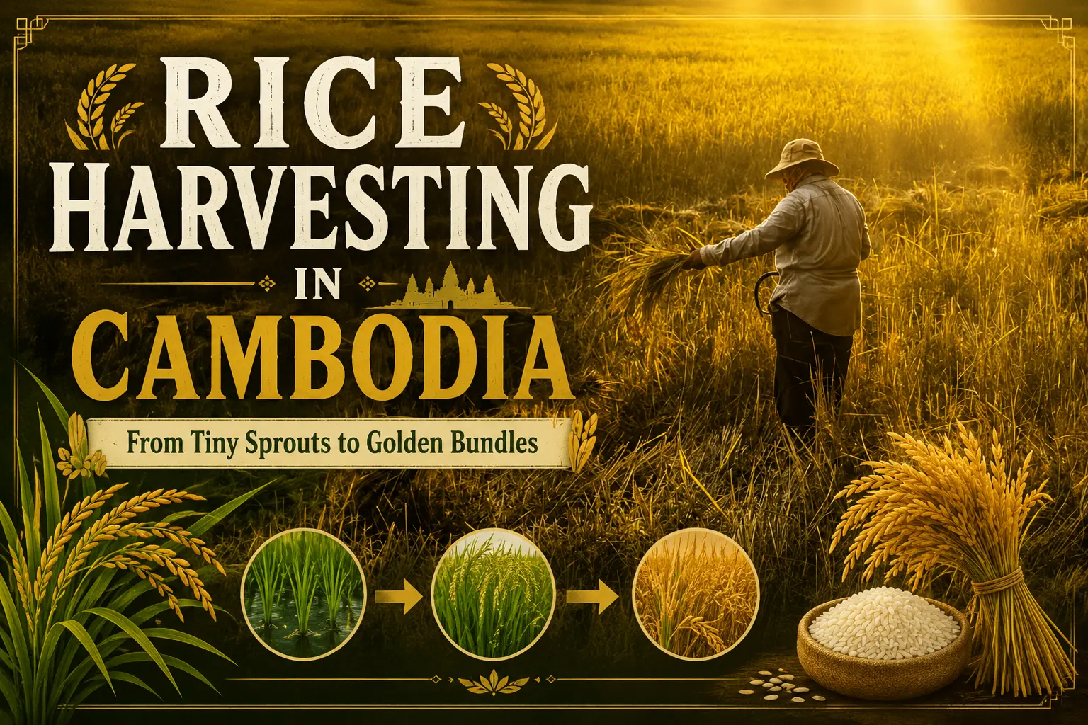 rice harvesting in cambodia