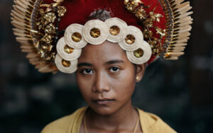 portrait of a rejang dancer in bali